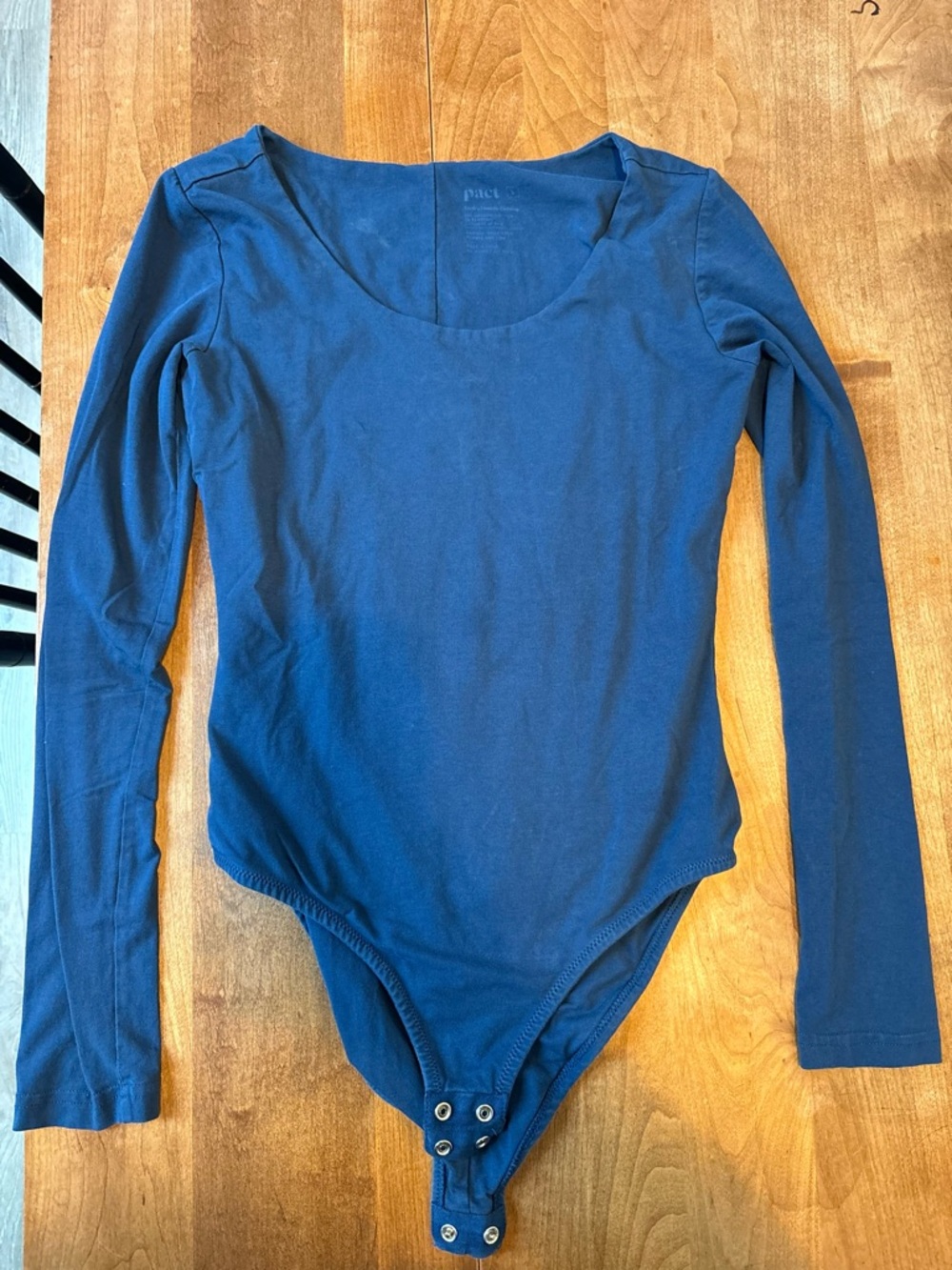 Organic Cotton Long Sleeve Scoop Neck Bodysuit in Blue